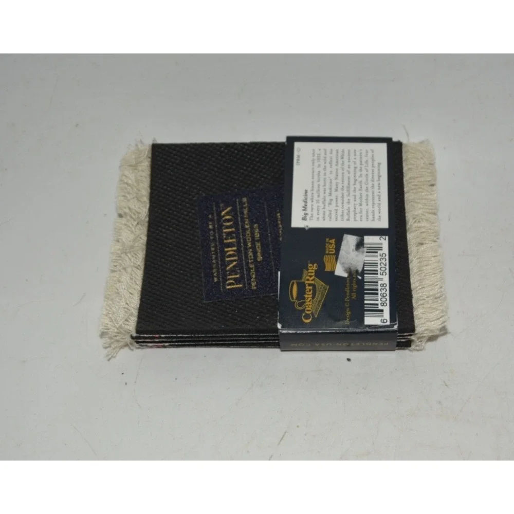 FiberLok Big Medicine White Buffalo Coaster Rug Set (4) USA Made – Open Box